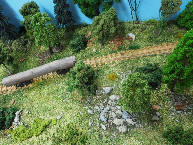 Log being winched up the incline to the mill.